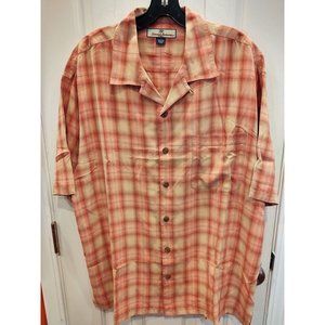 Tommy Bahama Mens Silk Shirt L Relax Camp Aloha Plaid Hawaiian Short Sleeve